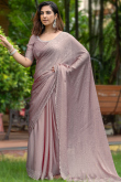 Mauve Pink Cutdana Embroidered Chiffon Saree For Sangeet