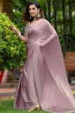 Mauve Pink Cutdana Embroidered Chiffon Saree For Sangeet