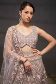 Mauve Pink Dori Embroidered Net Panelled Style Lehenga