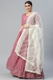 Mauve Pink Georgette Embroidered Lehenga