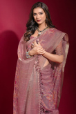Mauve Pink Linen Printed Light Weight Saree 