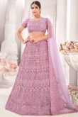 Mauve Pink Net Party Wear Lehenga Choli With Sequins 