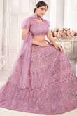 Mauve Pink Net Party Wear Lehenga Choli With Sequins 