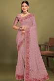 Elegant Mauve Pink Saree with Stone Embellished Blouse