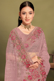 Elegant Mauve Pink Saree with Stone Embellished Blouse