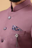 Mauve Pink Plain Viscose Men's Jodhpuri Coat Pant