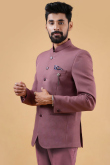 Mauve Pink Plain Viscose Men's Jodhpuri Coat Pant