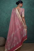 Mauve Pink Silk Blend Weaved Broad Border Saree