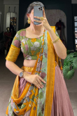 Mauve Pink Silk Printed A Line Lehenga 