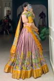 Mauve Pink Silk Printed A Line Lehenga 