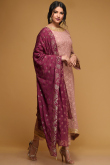 Mauve Pink Thread Work Embroidered Georgette Wedding Anarkali Suit