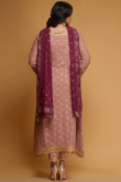 Mauve Pink Thread Work Embroidered Georgette Wedding Anarkali Suit