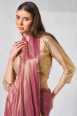 Mauve Pink Tissue Plain Light Weight Saree