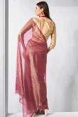 Mauve Pink Tissue Plain Light Weight Saree
