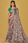 Mauve Pink Weaved Thread Lightweight Brasso Saree 