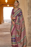 Mauve Taupe Cotton Saree with Printed Work for Diwali Festival