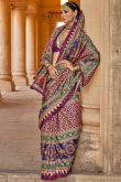 Mauve Taupe Cotton Saree with Printed Work for Diwali Festival