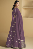 Mauve Taupe Georgette Embroidered Front Slit Anarkali Suit 