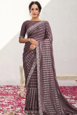Mauve Taupe Georgette Woven Zari Fancy Saree