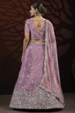 Mauve Taupe Light Purple Chinnon Embroidered Panelled Style Lehenga