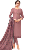 Mauve Taupe Mauve Chanderi Silk Churidar Churidar Suit