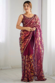 Mauve Taupe Net Embroidered Light Weight Saree 