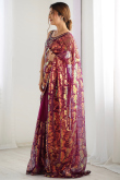 Mauve Taupe Net Embroidered Light Weight Saree 