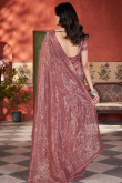 Mauve Taupe Net Saree With Sequins Work For Diwali