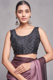 Mauve Taupe Rangoli Printed Ombre Saree