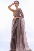 Mauve Taupe Shimmer Chiffon Saree For Sangeet 