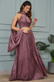 Mauve Taupe Silk Embroidered Flared Style Lehenga