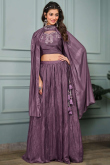 Mauve Taupe Silk Embroidered Flared Style Lehenga