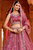 Mauve Taupe Tissue Lehenga With Sequins Work For Weddings