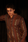 Mauve Viscose Kurta Pajama with Foil Print for Wedding Wear