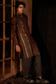 Mauve Viscose Kurta Pajama with Foil Print for Wedding Wear