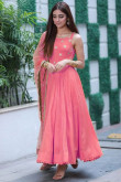 Maya Ali silk Eid Anarkali Suit In Rose Pink Color