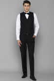 Black Plain Suede Men's Coat Pant