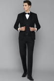 Black Plain Suede Men's Coat Pant
