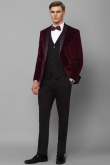 Velvet Wine Maroon Plain Men's Coat Pant
