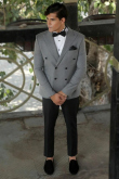 Plain Grey Tweed Men's Coat Pant