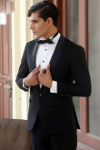Black Cut Dana Embroidered Silk Men's Coat Pant