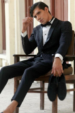 Black Cut Dana Embroidered Silk Men's Coat Pant