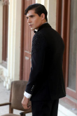 Black Cut Dana Embroidered Silk Men's Coat Pant