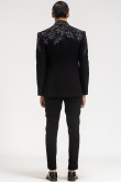 Velvet Black Sequins Embroidered Men's Coat Pant