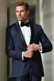 Plain Navy Blue Silk Men's Coat Pant