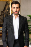 Black Cut Dana Embroidered Viscose Men's Coat Pant