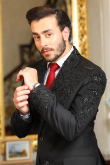 Cut Dana Embroidered Viscose Black Men's Coat Pant