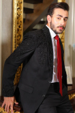 Cut Dana Embroidered Viscose Black Men's Coat Pant