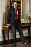 Cut Dana Embroidered Viscose Black Men's Coat Pant