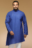 Men Blue Solid Straight Kurta Pajama for Eid